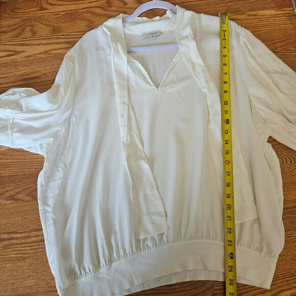 Lafayette 148 White Silk Blouse Size 2X - Picture 6 of 7